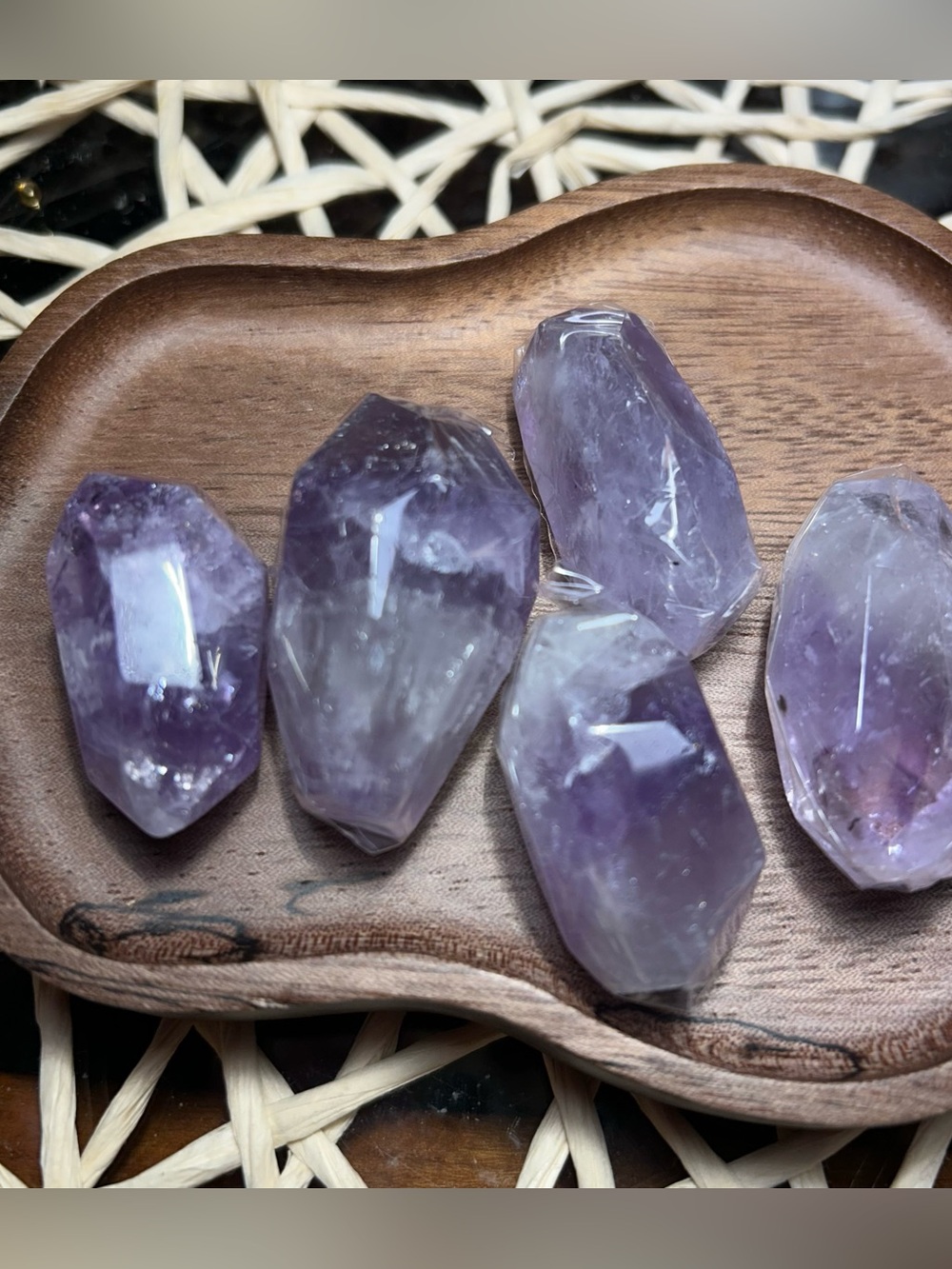 Lavender Amethyst Diamond-Cut Beads – 5 Pieces